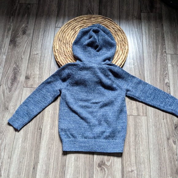 NWT Toddler Boy (5T) - GAP Navy Marl Hooded Zip Up Sweater - Picture 3 of 6